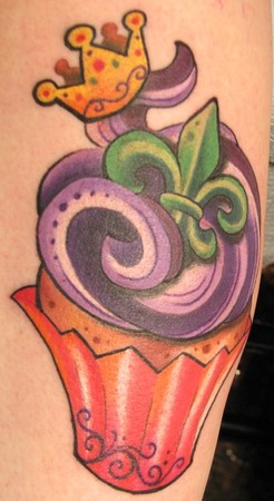 Looking for unique  Tattoos? Mardi Gra Cupcake